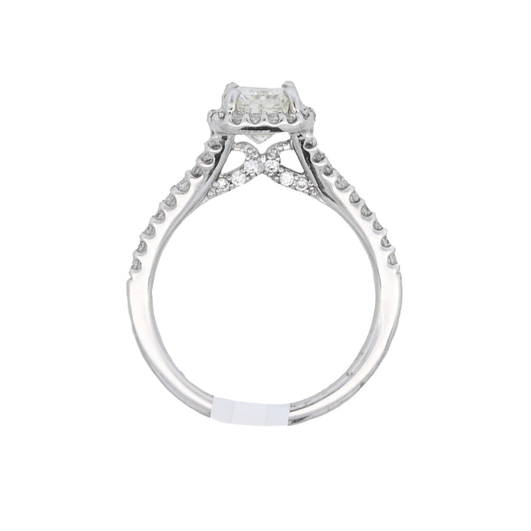 18K White Gold 1.01Ct Princess Diamond Halo Engagement Ring