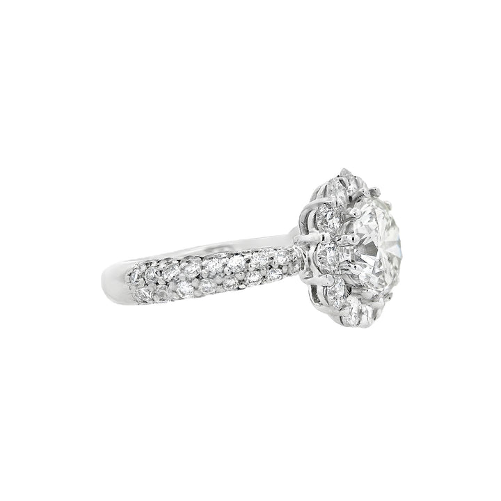 18K White Round Diamond 2.00Ct Halo Engagement Ring