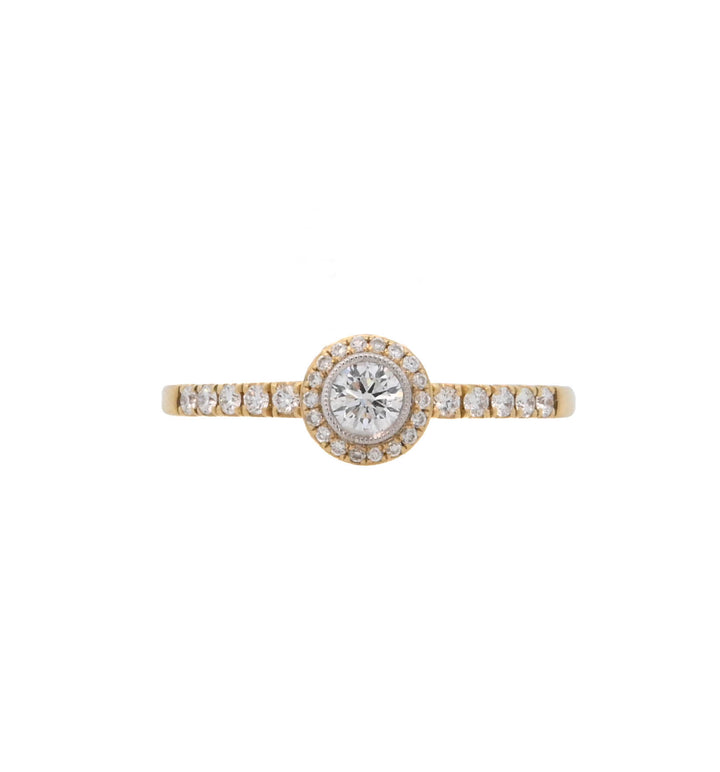18K Yellow Gold 0.30ct Diamond Halo Fashion Ring
