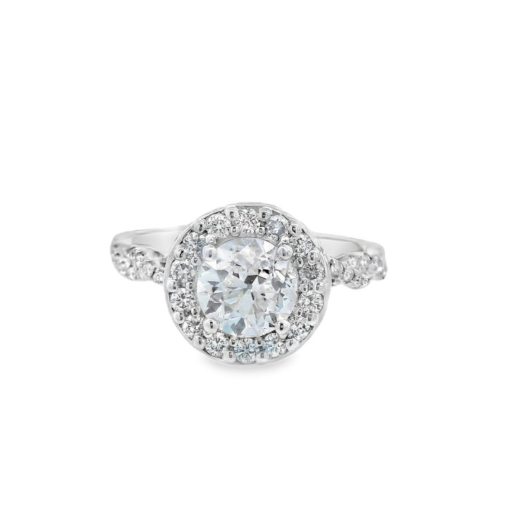 14K White Round Diamond 1.08Ct Solitaire Engagement Ring