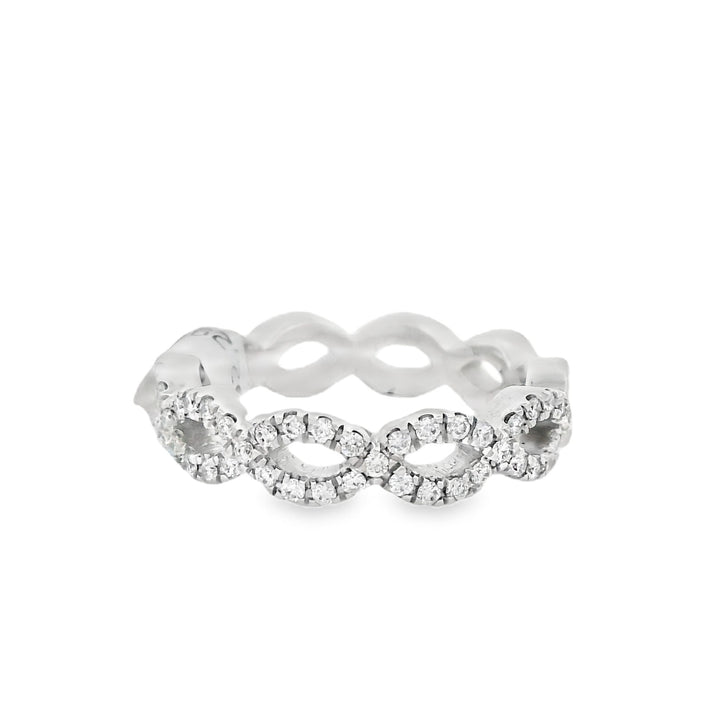 14K White Gold Twisted Diamond Women's Wedding Band