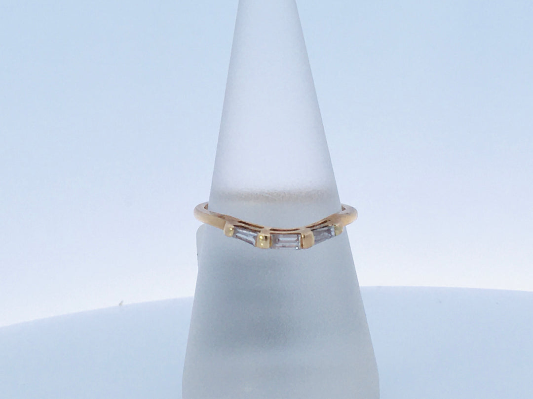 14K Yellow Gold 0.35ct Diamond Curved Women's Wedding Band