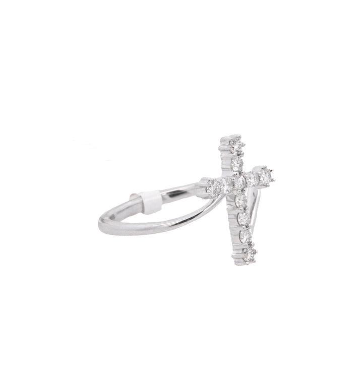 14K White Gold 0.33ct Diamond Cross Fashion Ring