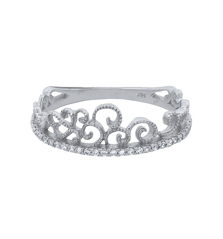 14K White Gold 0.27ctw Diamond Filigree Wedding Band