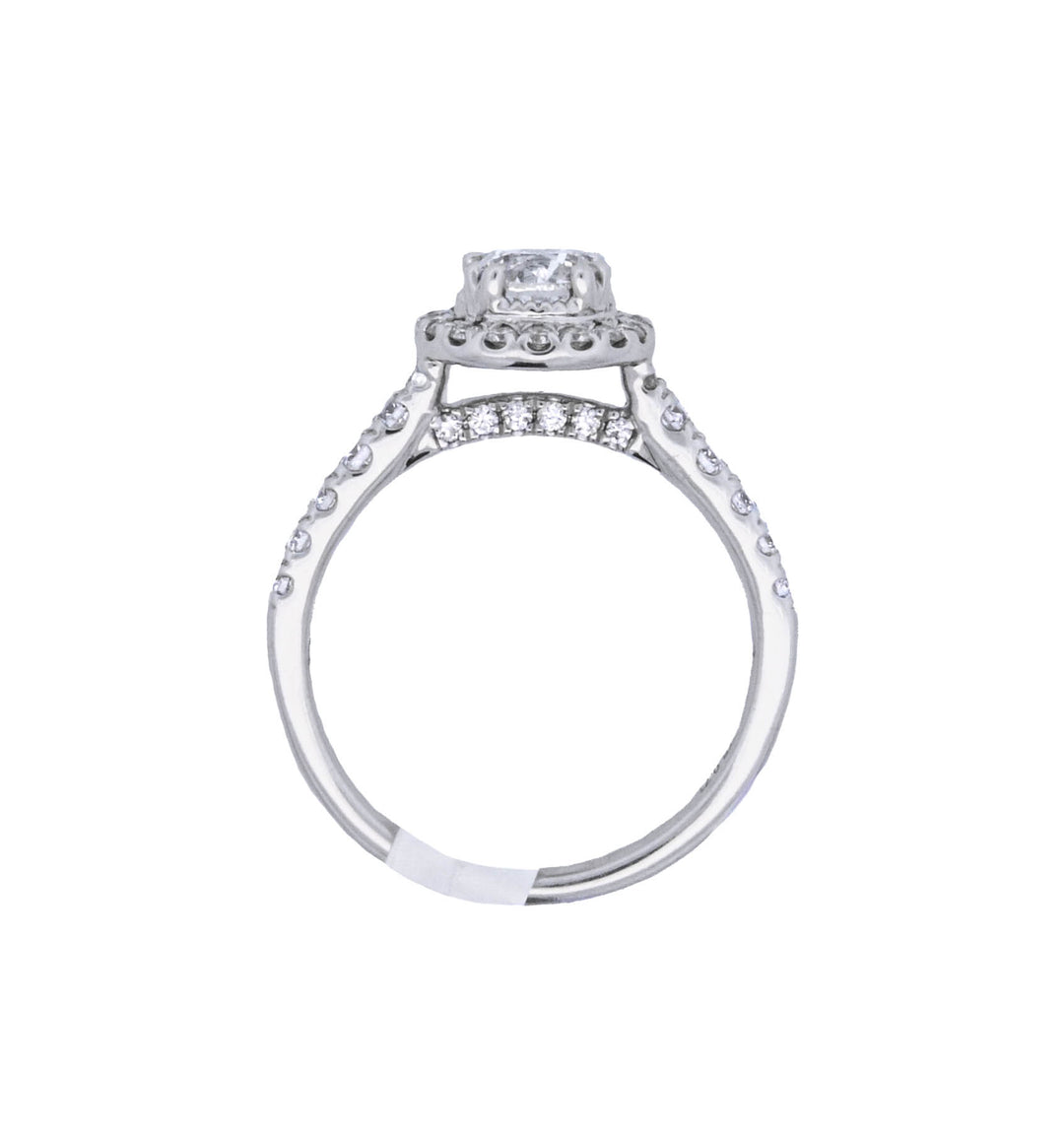 14K White Gold 1.25Ct Round Diamond Halo Engagement Ring