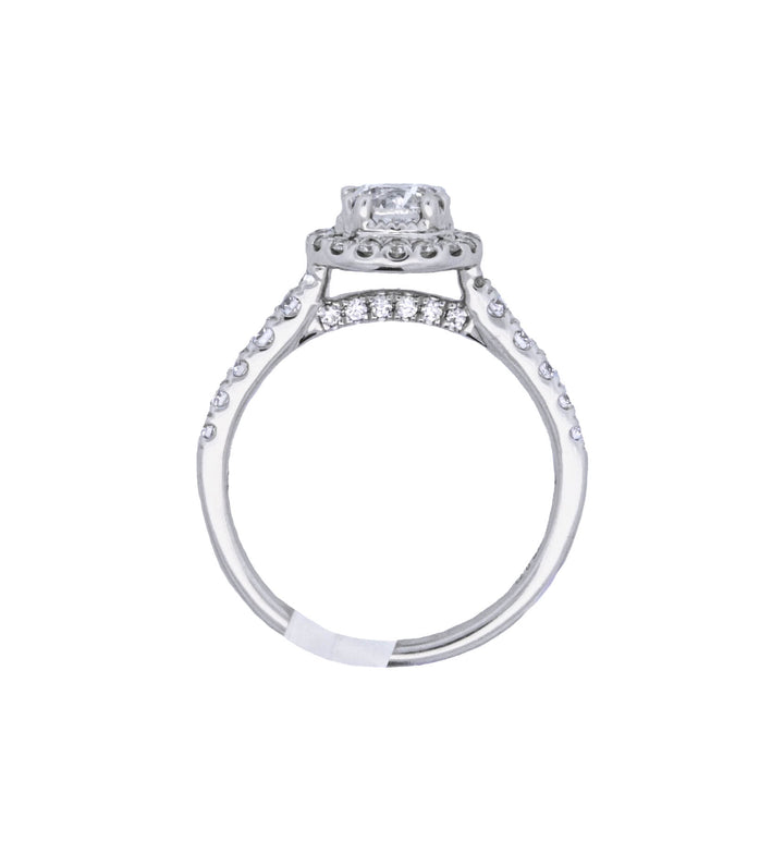 14K White Gold 1.25Ct Round Diamond Halo Engagement Ring