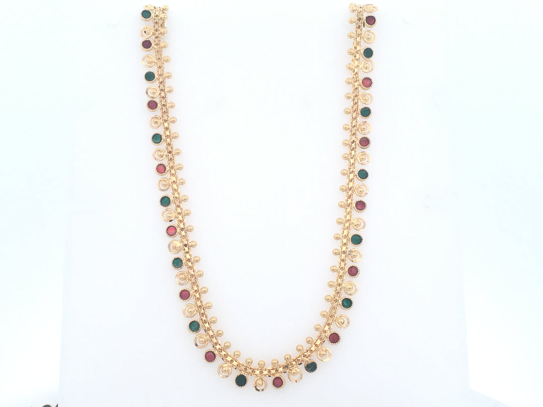 22K Yellow Gold Traditional Minakari Artisan Necklace