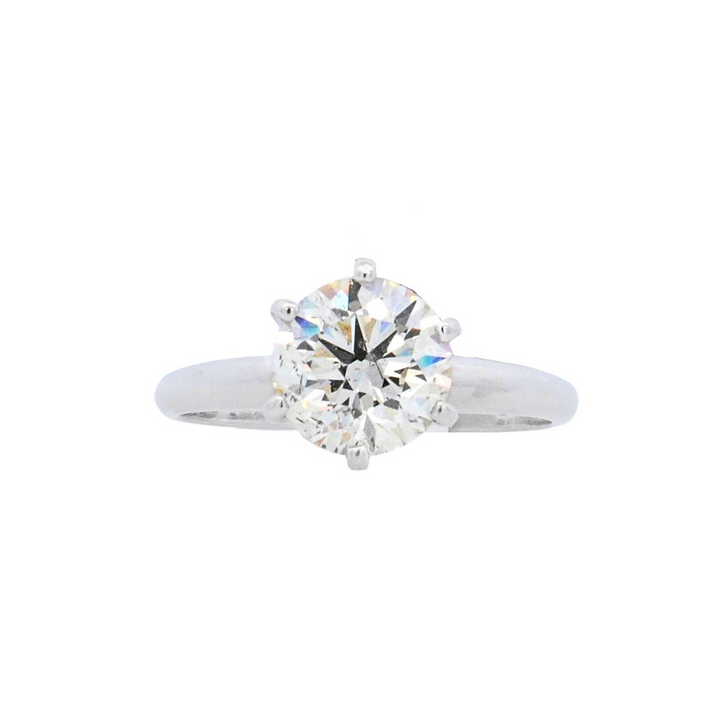 14K White Round Diamond 2.02Ct Solitaire Engagement Ring