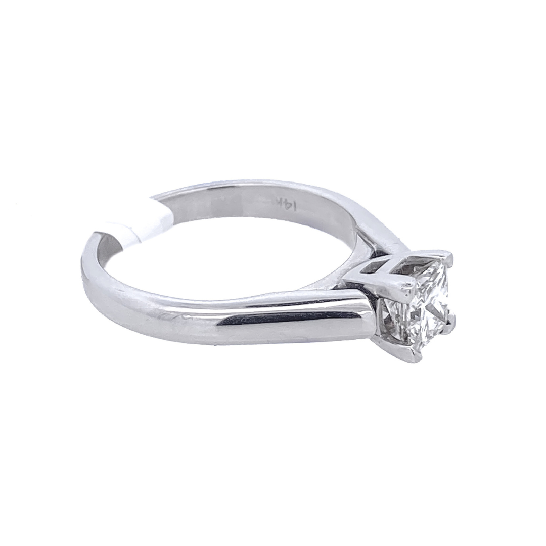 14K White Gold 0.75Ct Princess Diamond Solitaire Ring