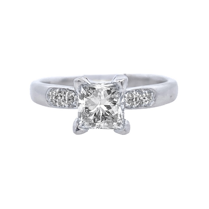 18K White Gold 1.08CT Princess Diamond Solitaire Ring