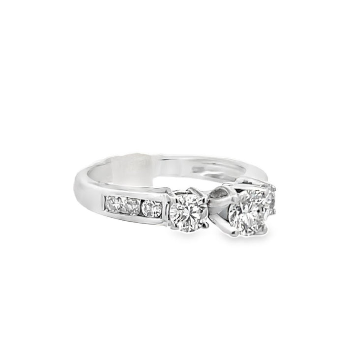 14K White Round Diamond 0.35Ct 3 Stone Engagement Ring