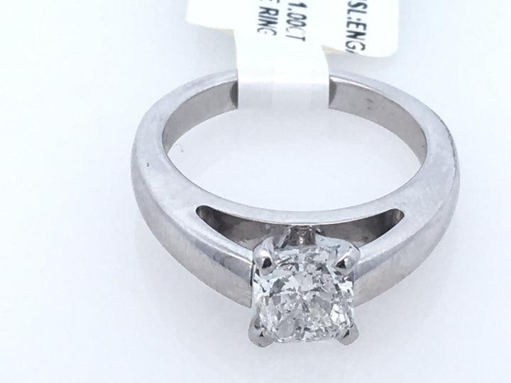 14K White Cushion Diamond 1.00Ct Solitaire Engagement Ring