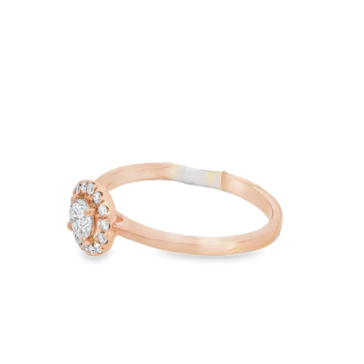 14K Rose Gold Round Diamond 0.40Ct Halo Engagement Ring