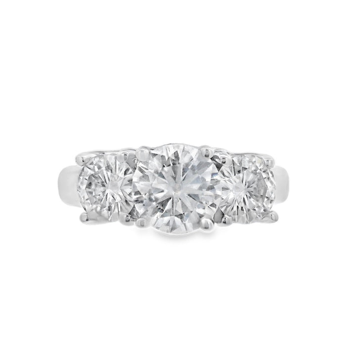 14K White Round Diamond 1.25Ct 3 Stone Engagement Ring