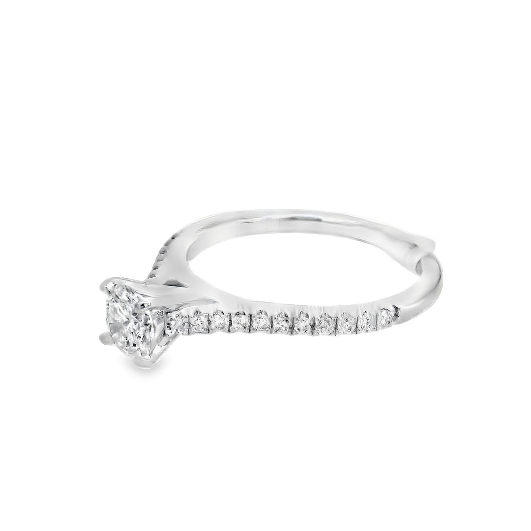 14K White Round Diamond 0.51Ct Solitaire Engagement Ring