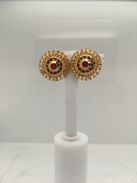 22K Yellow Gold Classic Stud Earrings with Secure Screwbacks