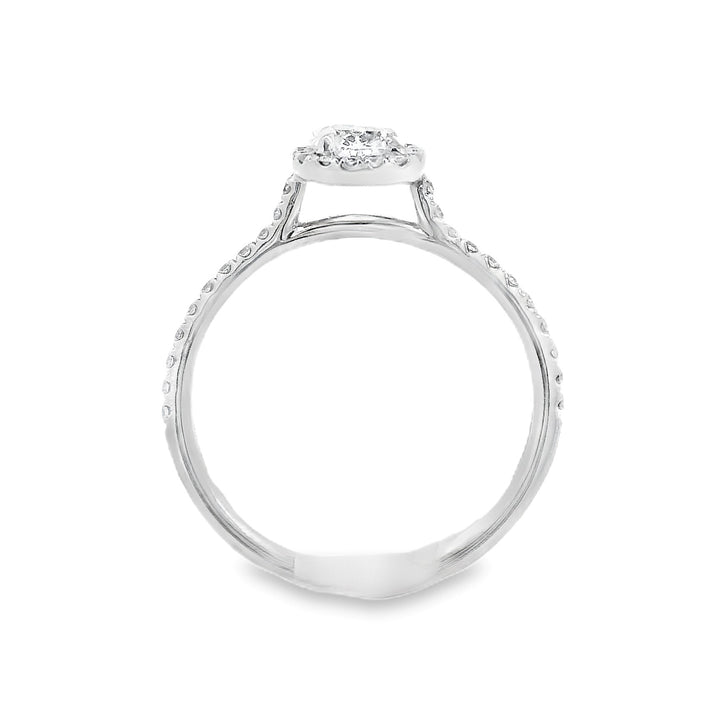 14K White Cushion Diamond 0.53Ct Halo Engagement Ring