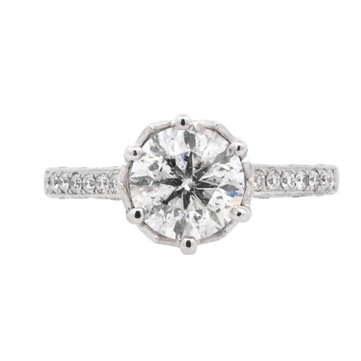 18K White Round Diamond 1.86Ct Solitaire Engagement Ring