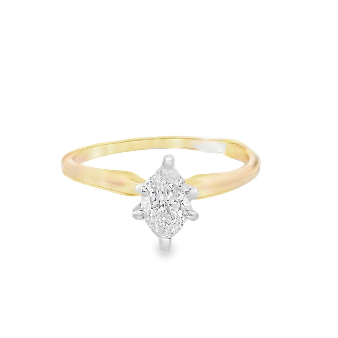 14K Yellow Marquise Diamond 0.60Ct Solitaire Engagement Ring