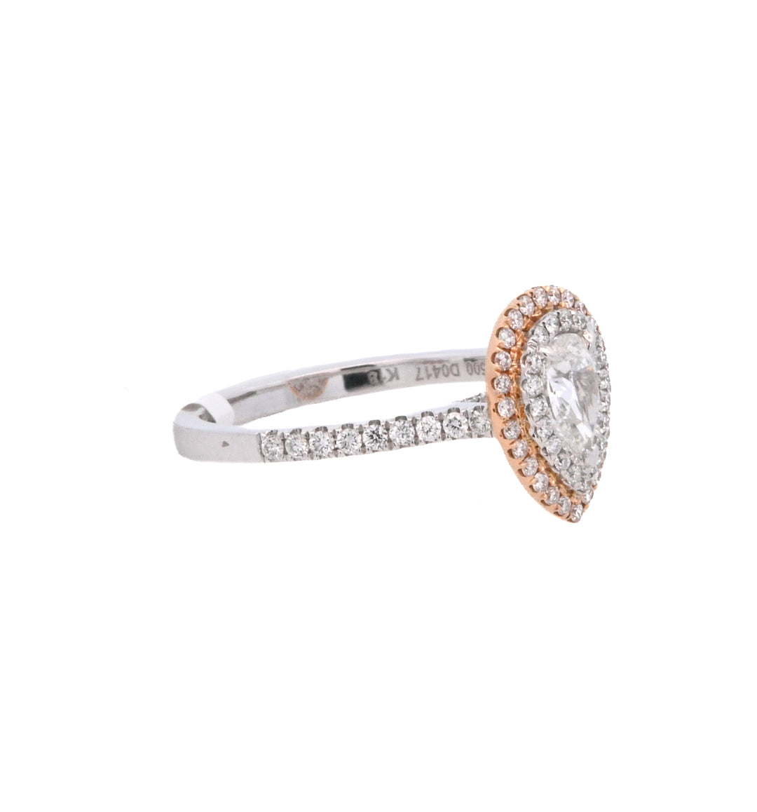 18K Two-Tone Pear Diamond 0.50ct Forevermark Halo Ring