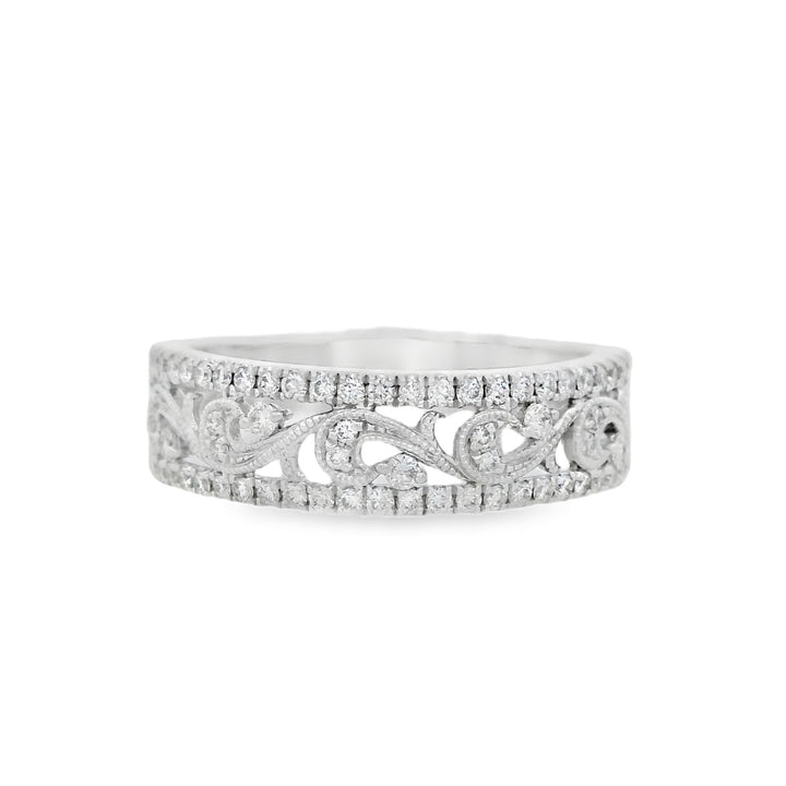 14K White Gold 0.31ct Diamond Filigree Fashion Ring