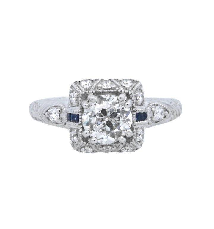 18K White Gold 0.94CT Diamond Halo Engagement Ring