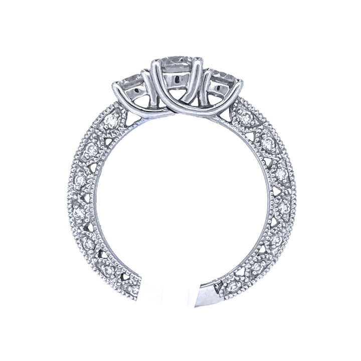 14K White Gold Diamond 1.25Ct Three- Stone Engagement Ring