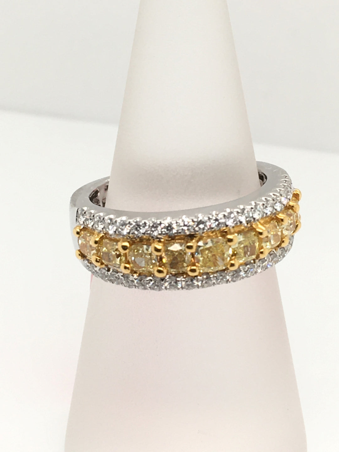 18K White Gold 1.73ct Yellow Diamond Anniversary Women's Wedding Band