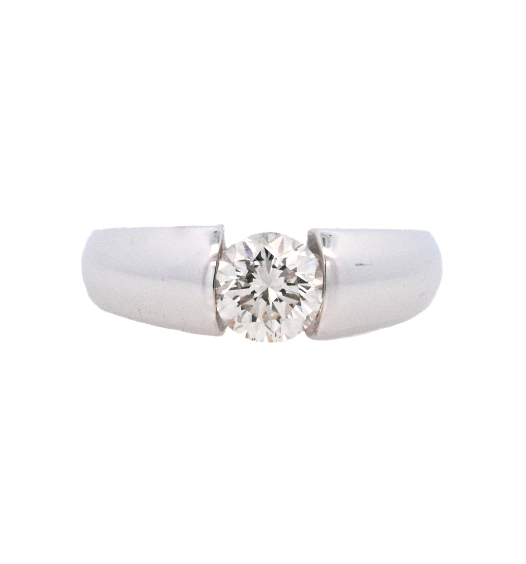 14K White Gold 1.01Ct Round Diamond Tension Engagement Ring