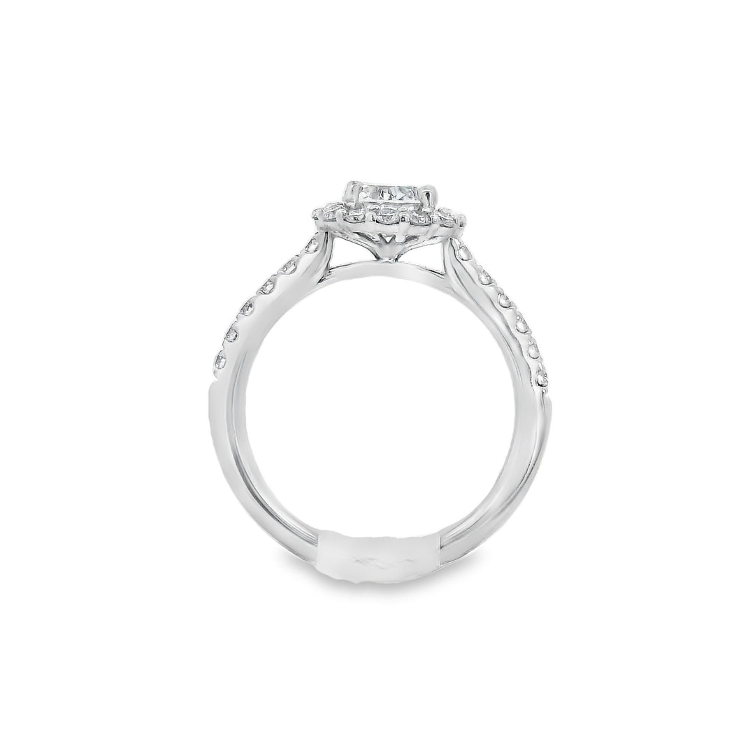 14K White Round Diamond 0.70Ct Halo Engagement Ring