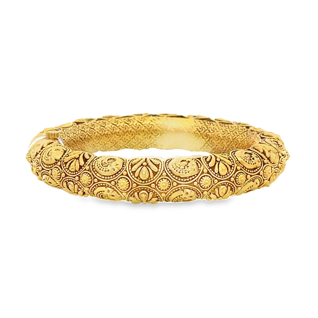 22K Yellow Gold Decorative Artisan Bangle Bracelet