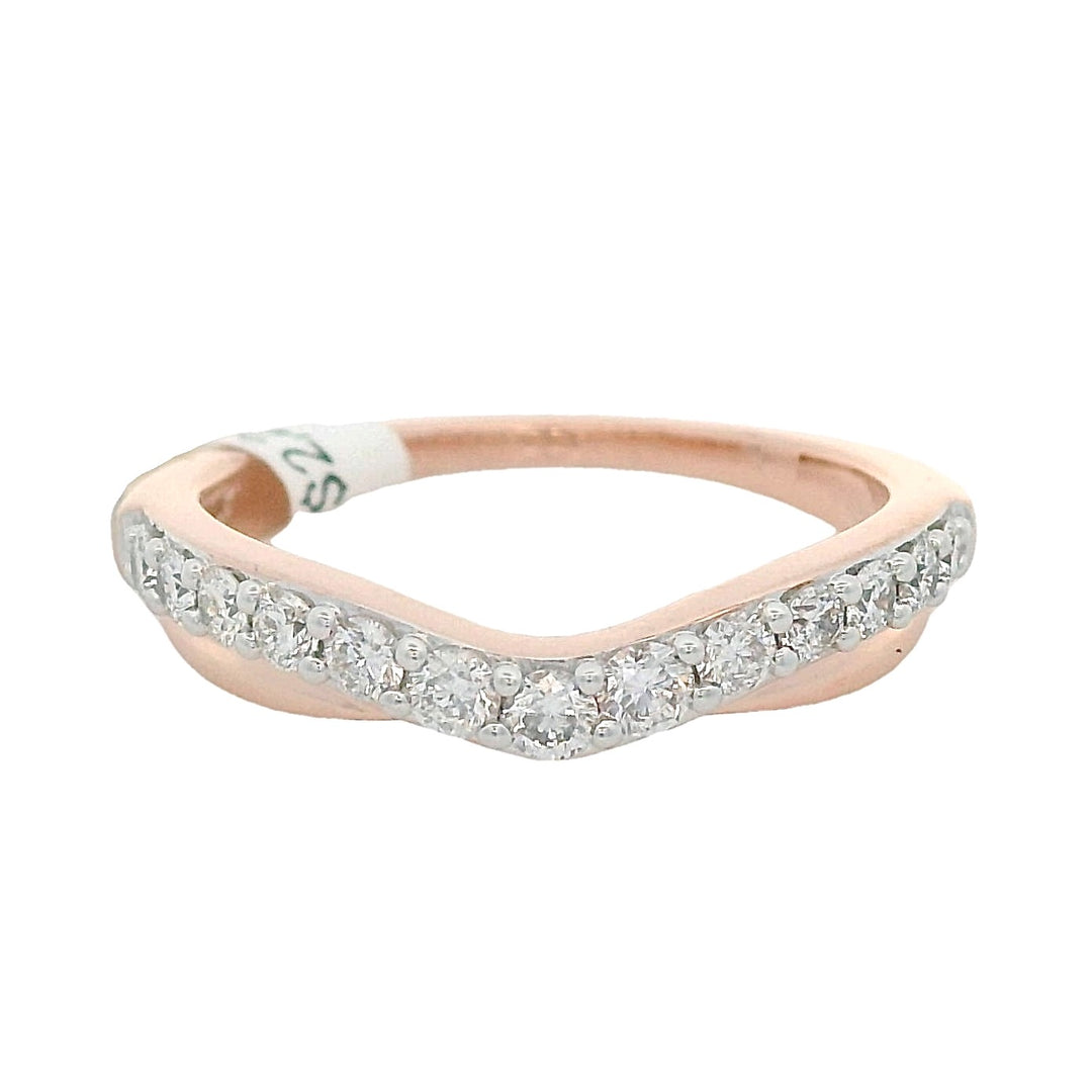 14K Rose Gold Curved Diamond Wedding Band, 0.50 ctw