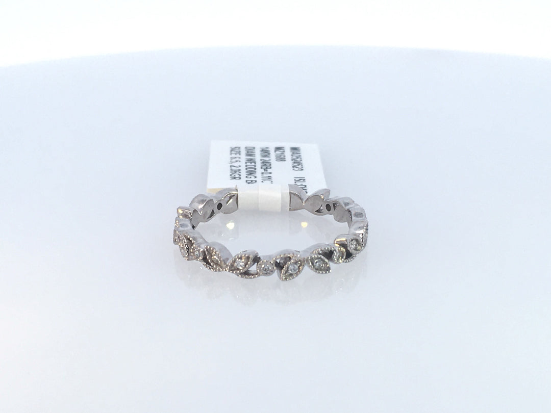 14K White Gold 0.11ct Diamond Women's Wedding Band