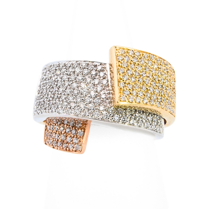 18K Three-Tone 2.00ct Round Diamond Wrap Ring
