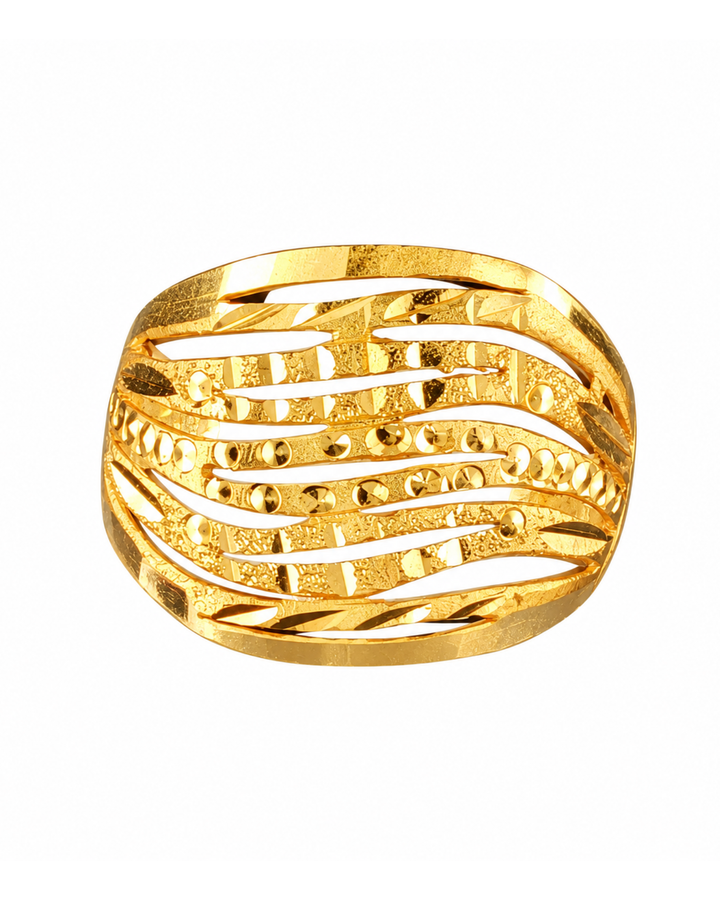22K Yellow Gold Classic Fashion Statement Ring, Size 7.5
