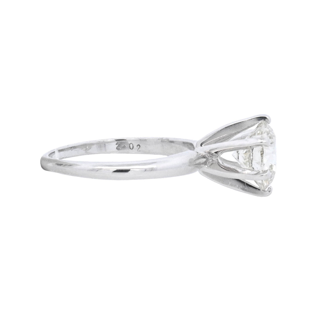 14K White Gold Round Diamond 2.02Ct Solitaire Engagement Ring