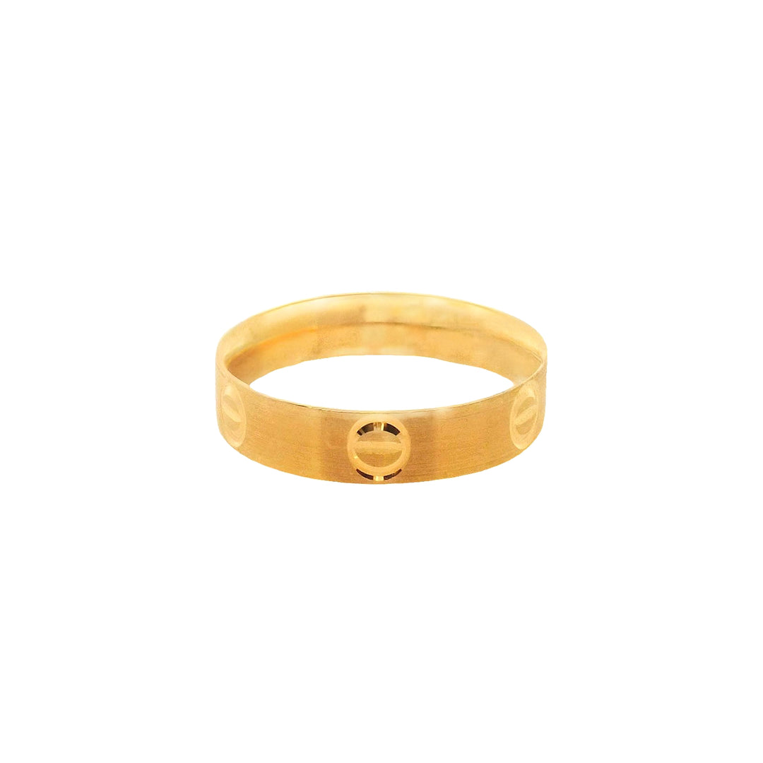 22K Yellow Gold Brushed C-Design Band Ring Size 5