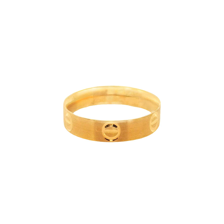 22K Yellow Gold Brushed C-Design Band Ring Size 8.75