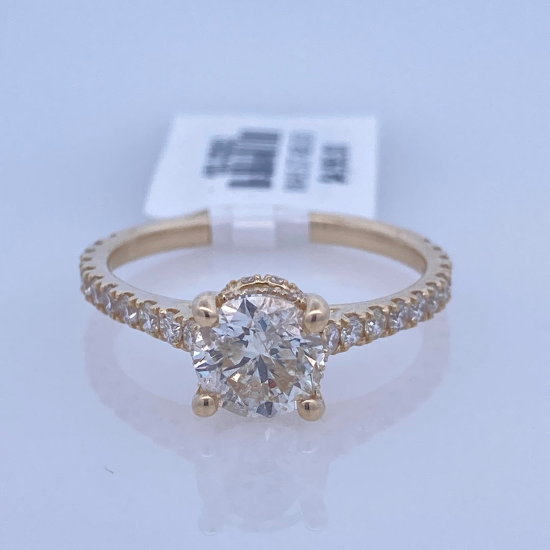 14K Yellow Round Diamond 0.48Ct Solitaire Engagement Ring