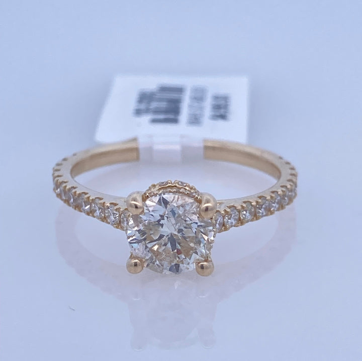 14K Yellow Round Diamond 0.48Ct Solitaire Engagement Ring