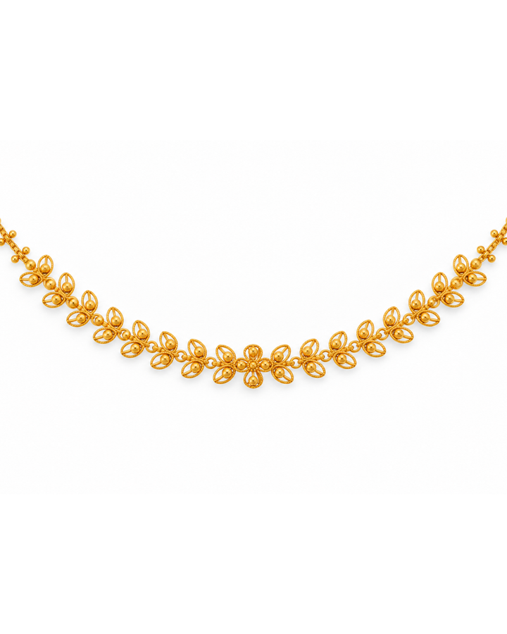 22K Yellow Gold Beaded Leaf Elegant Bracelet