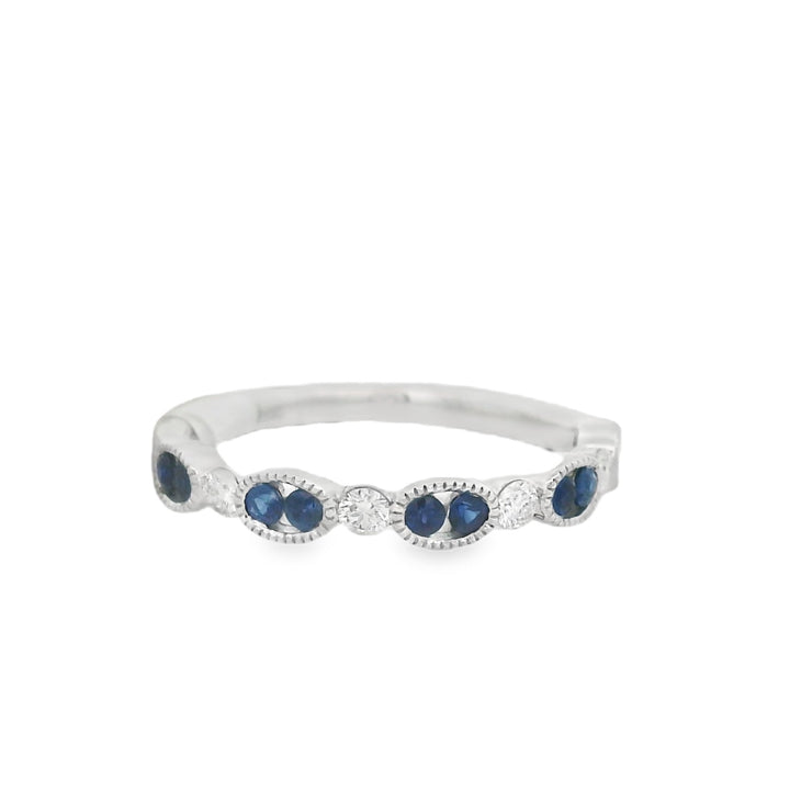 14K White Gold Multi-Diamond Stackable Wedding Band