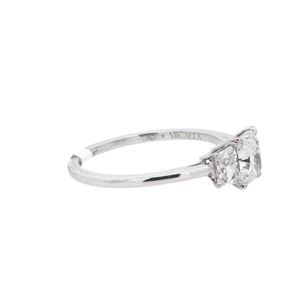 Platinum White Cushion Diamond 3-Stone Engagement Ring