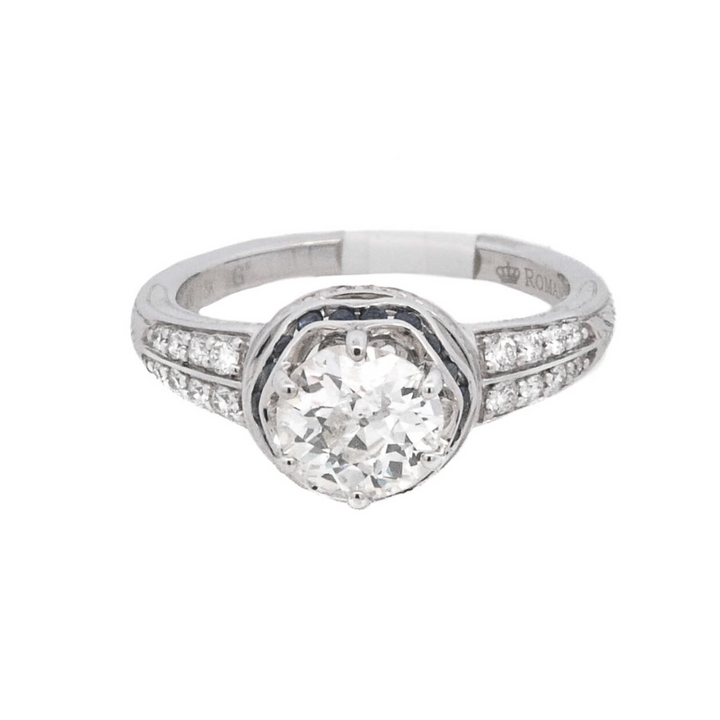 18K White Gold 0.99CT Diamond Halo Engagement Ring