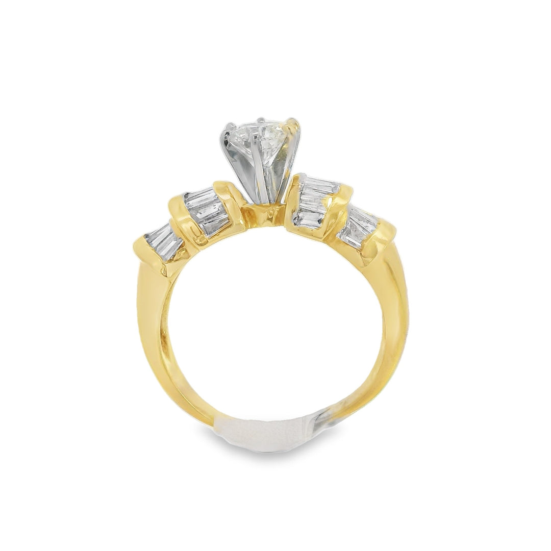 14K Yellow Round Diamond Contemporary Engagement Ring