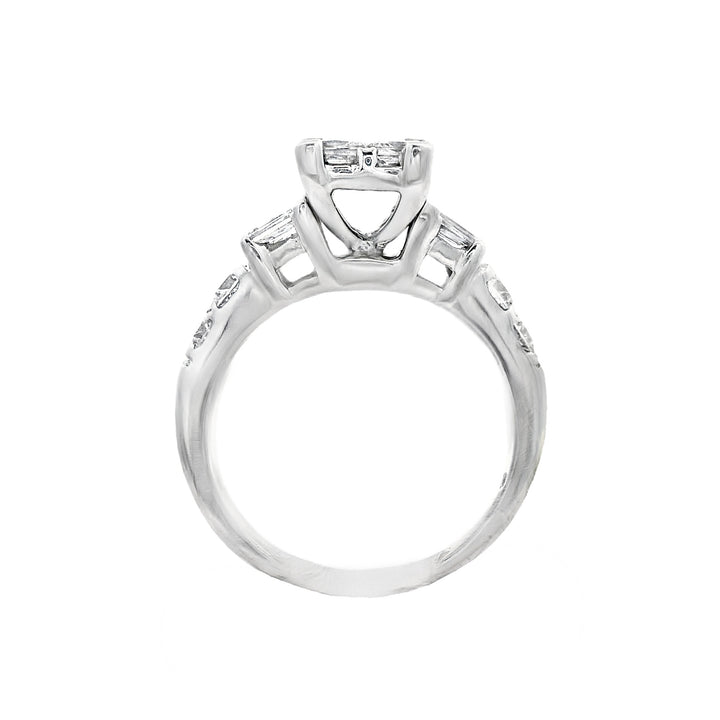 14K White Princess Diamond 1.50Ct Cluster Engagement Ring