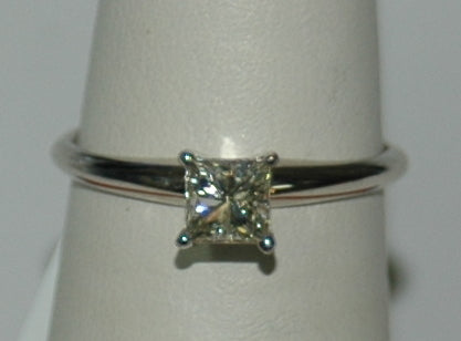 14K White Princess Diamond 0.59Ct Solitaire Engagement Ring