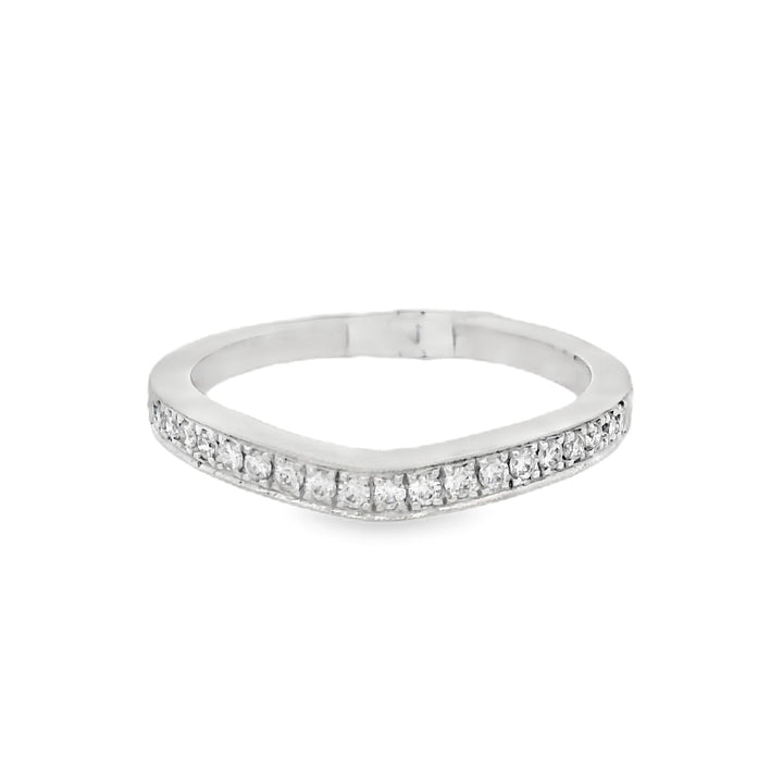 14K White Gold 0.17ct Diamond Curved Women's Wedding Band