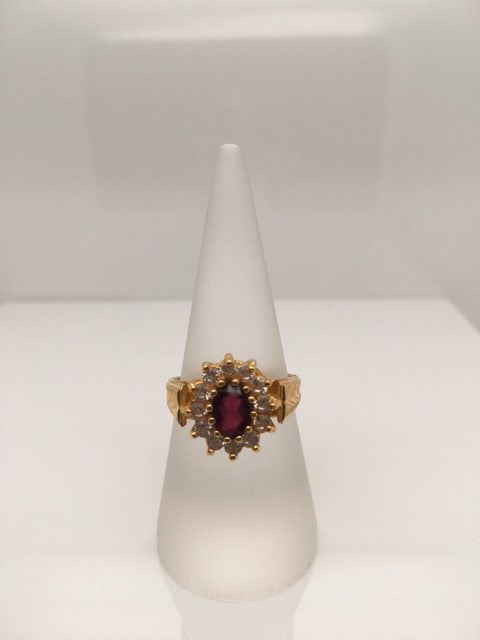 22K Yellow Gold Multi-Stone Cubic Zirconia Ladies Ring