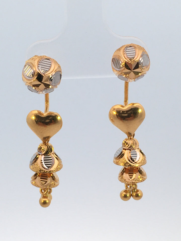 22K Yellow Gold Elegant Dangling Ladies Earrings
